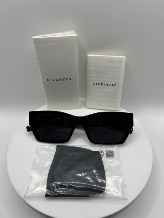 Givenchy Black Oversized Rectangular Sunglasses w/ Rhinestone Embellished Temple main image 6